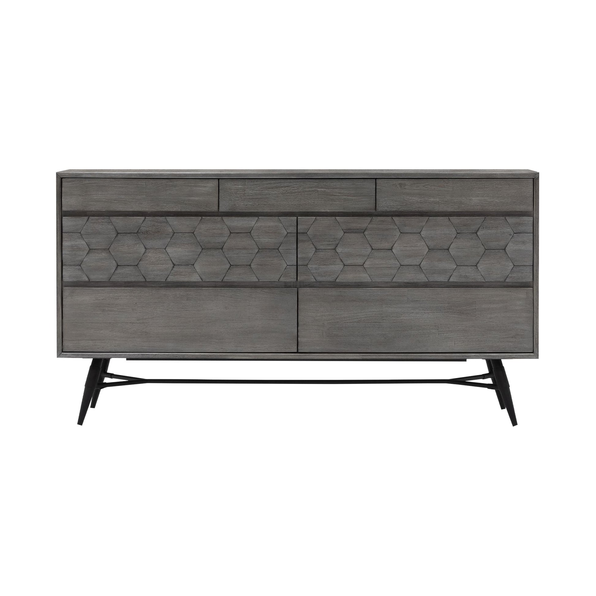 Makena 6 Drawer Dresser in Grey Acacia Wood By Armen Living | Dressers | Modishstore - 2