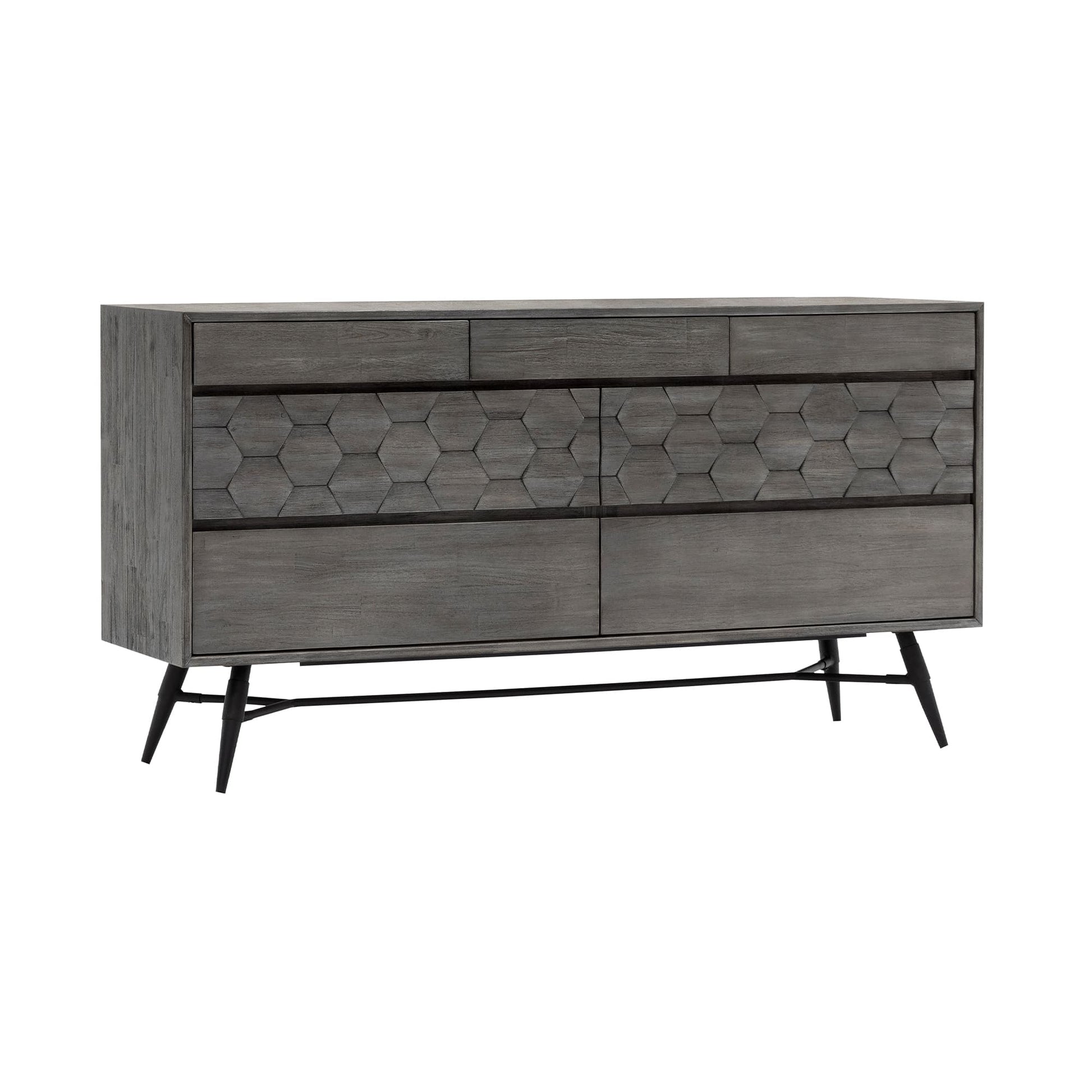 Makena 6 Drawer Dresser in Grey Acacia Wood By Armen Living | Dressers | Modishstore - 4