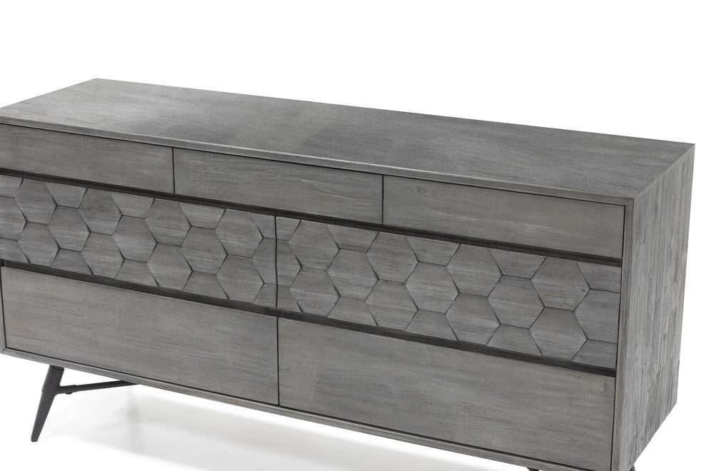 Makena 6 Drawer Dresser in Grey Acacia Wood By Armen Living | Dressers | Modishstore - 6