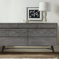 Makena 6 Drawer Dresser in Grey Acacia Wood By Armen Living | Dressers | Modishstore