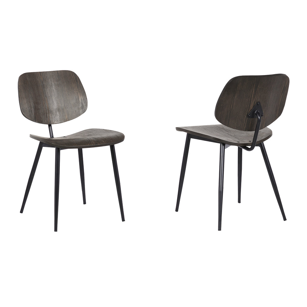Miki Mid-Century Black and Walnut Wood Dining Accent Chairs (Set of 2) By Armen Living | Dining Chairs | Modishstore - 2