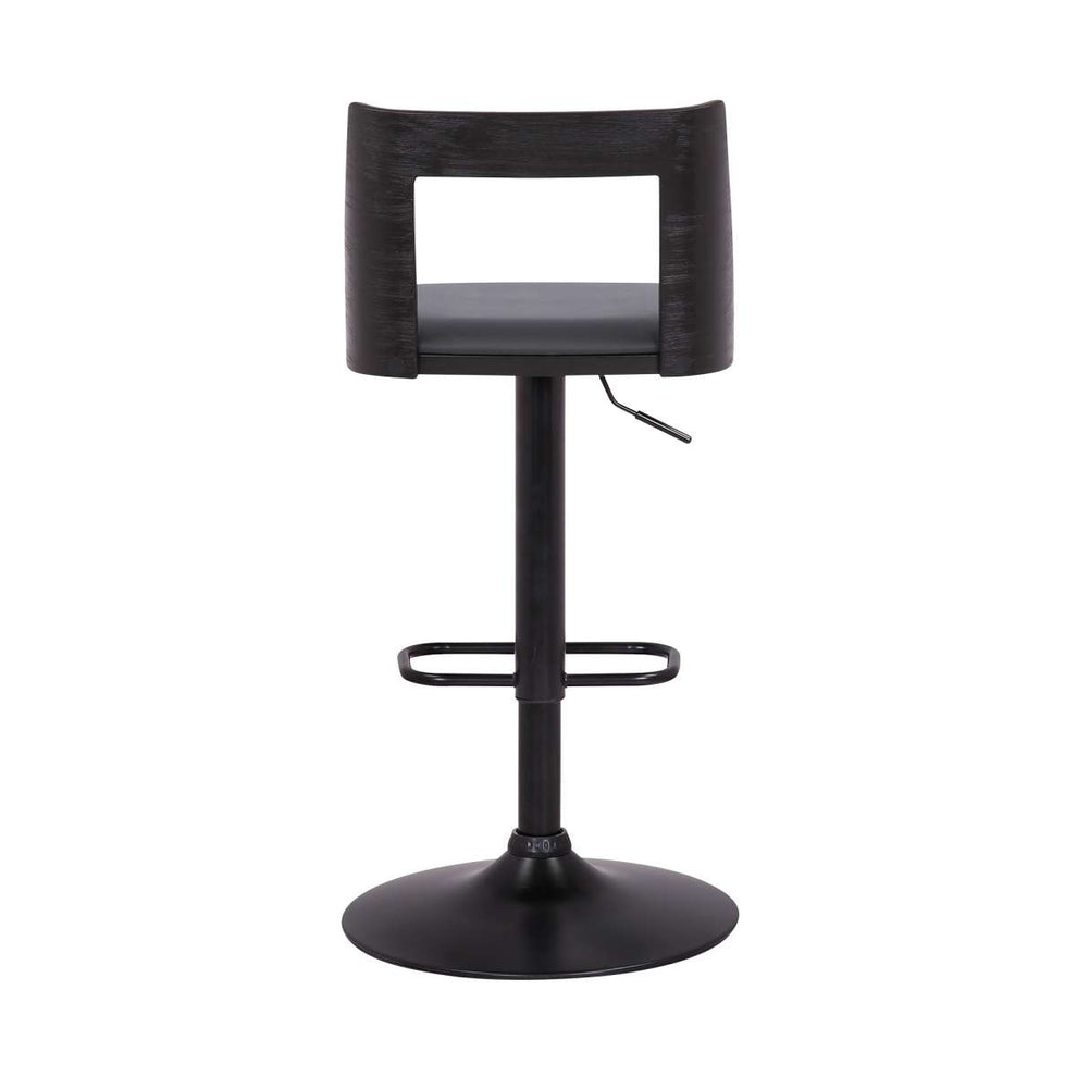 Milan Adjustable Swivel Black Faux Leather and Black Wood Bar Stool with Black Base By Armen Living | Bar Stools | Modishstore - 13