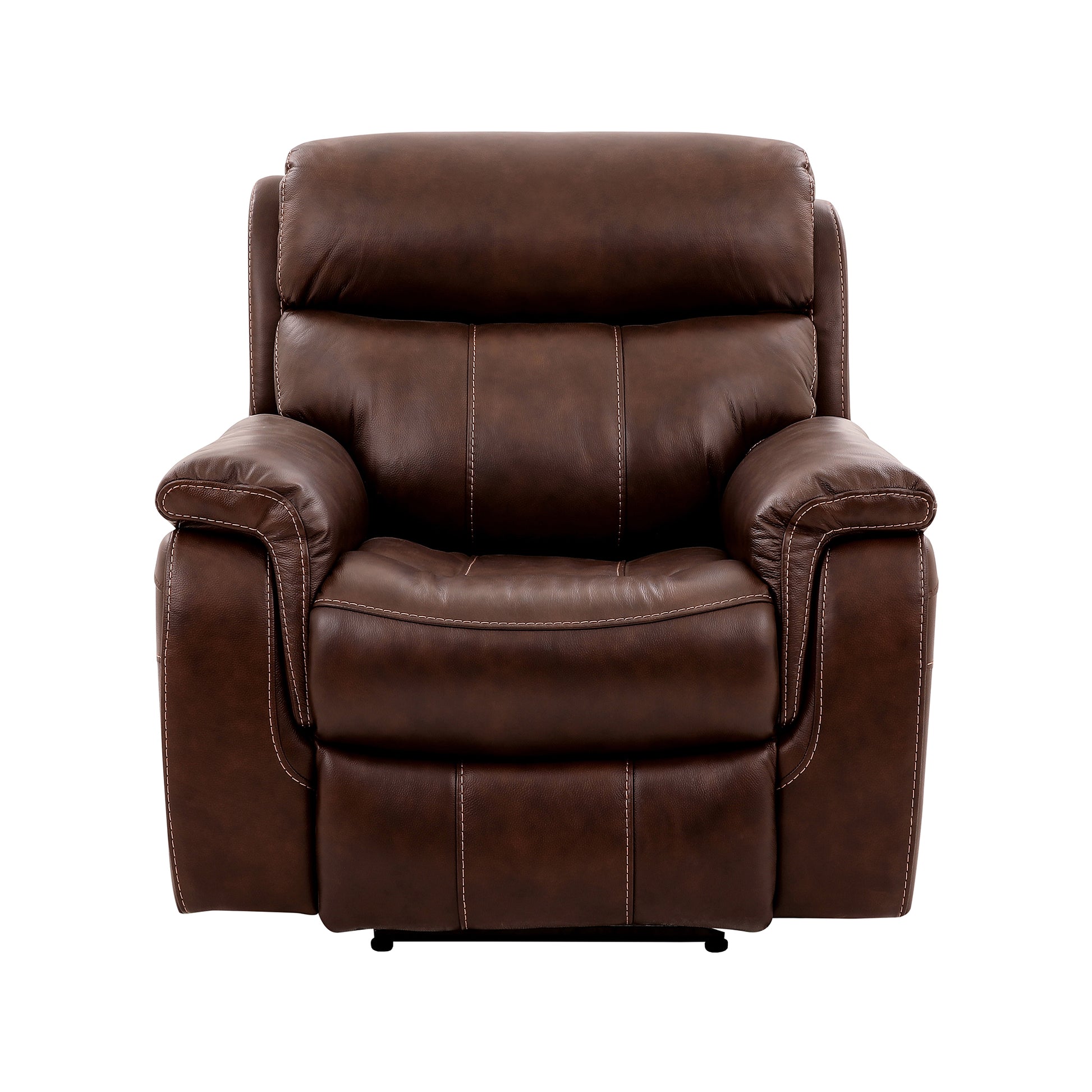 Montague Dual Power Headrest and Lumbar Support Recliner Chair in Genuine Brown Leather By Armen Living | Chairs & Recliners | Modishstore - 2