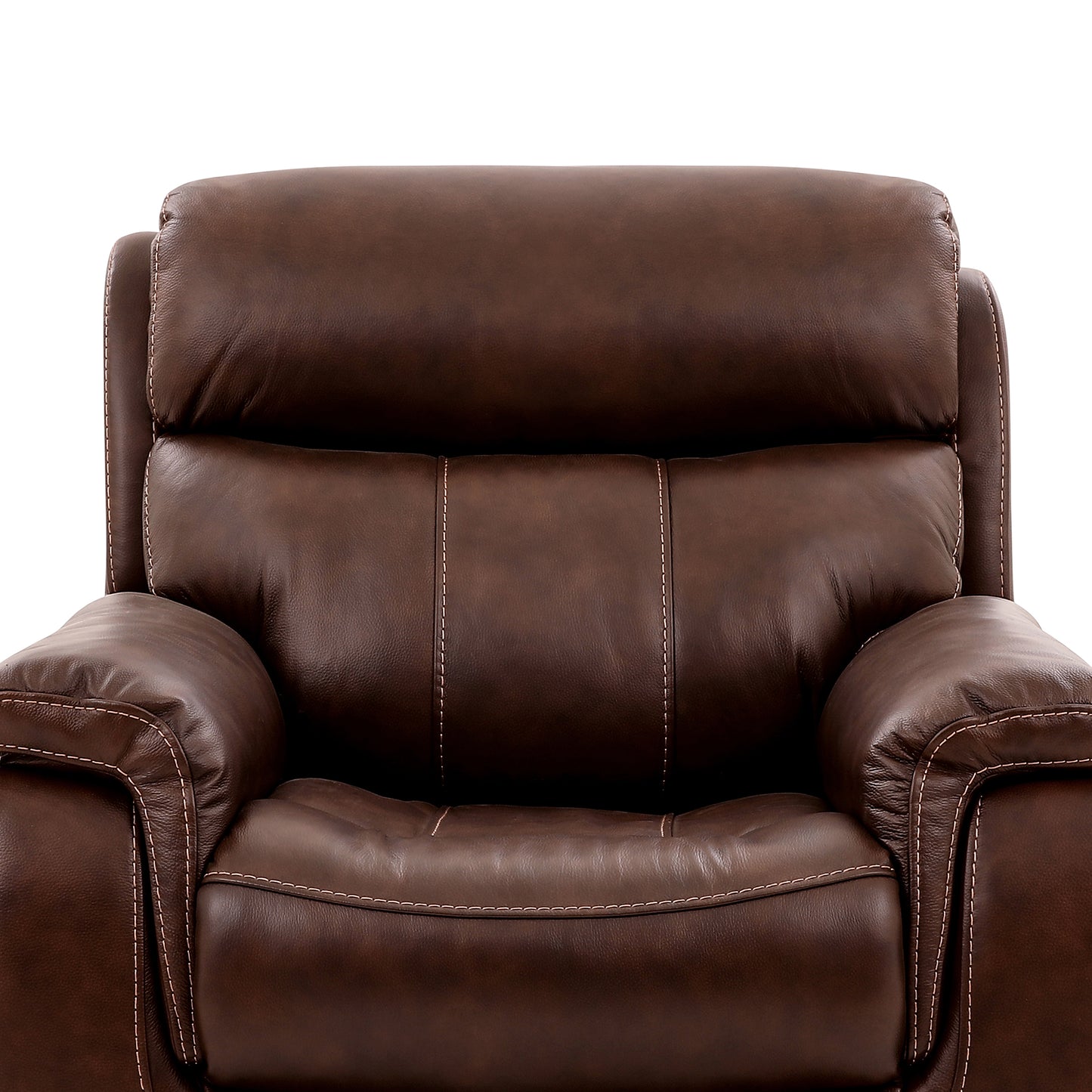 Montague Dual Power Headrest and Lumbar Support Recliner Chair in Genuine Brown Leather By Armen Living | Chairs & Recliners | Modishstore - 6