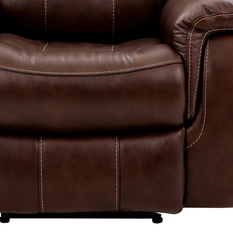 Montague Dual Power Headrest and Lumbar Support Recliner Chair in Genuine Brown Leather By Armen Living | Chairs & Recliners | Modishstore - 8