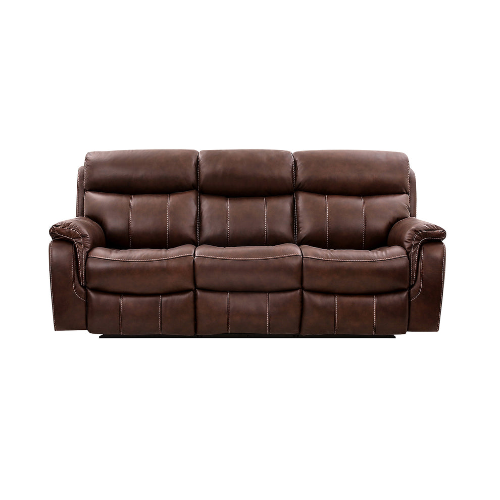 Montague Dual Power Headrest and Lumbar Support Reclining Sofa in Genuine Brown Leather By Armen Living | Sofas | Modishstore - 2