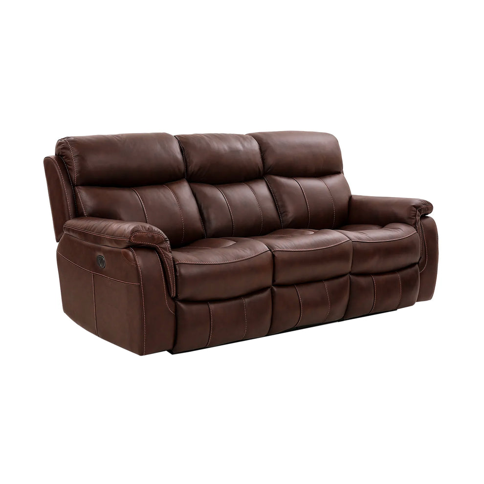 Montague Dual Power Headrest and Lumbar Support Reclining Sofa in Genuine Brown Leather By Armen Living | Sofas | Modishstore - 4