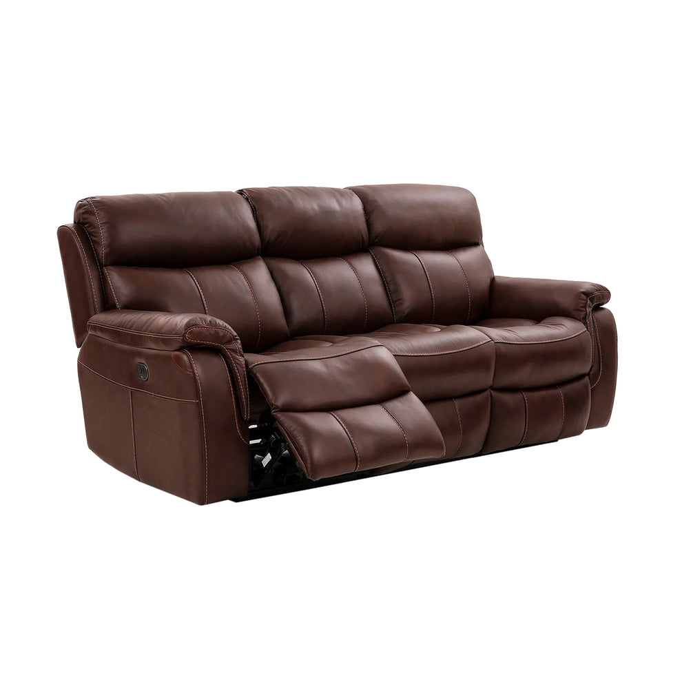Montague Dual Power Headrest and Lumbar Support Reclining Sofa in Genuine Brown Leather By Armen Living | Sofas | Modishstore - 5