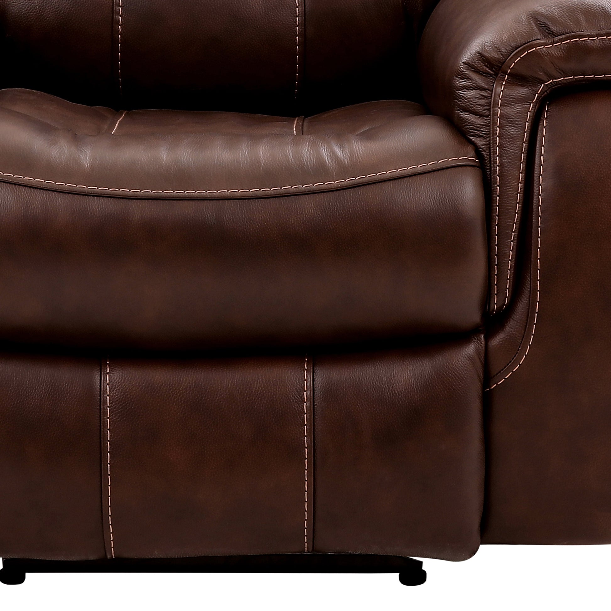 Montague Dual Power Headrest and Lumbar Support Reclining Sofa in Genuine Brown Leather By Armen Living | Sofas | Modishstore - 7