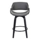 Mona 26" Counter Height Swivel Grey Faux Leather and Black Wood Bar Stool By Armen Living | Bar Stools | Modishstore - 3