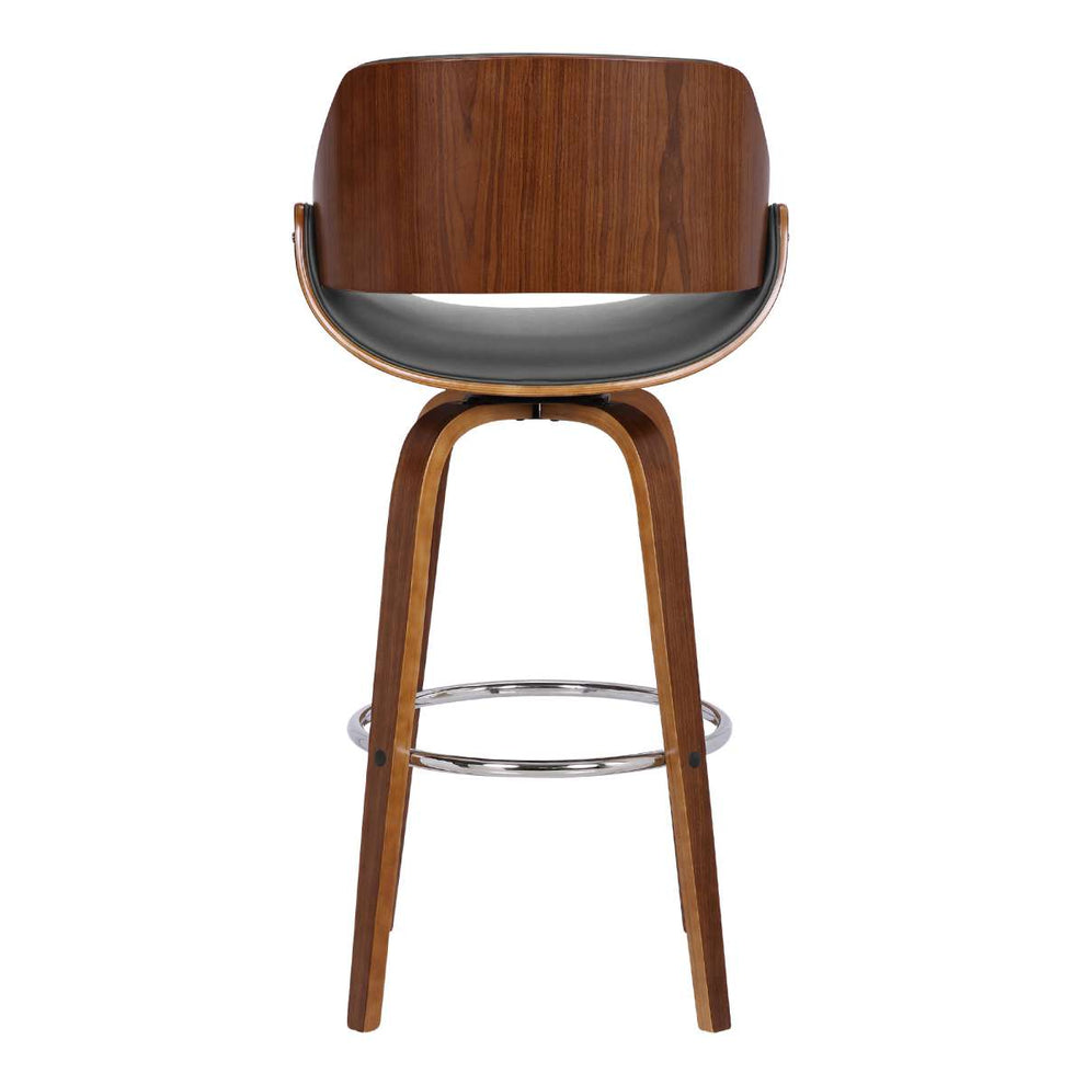 Mona 26" Counter Height Swivel Grey Faux Leather and Walnut Wood Bar Stool By Armen Living | Bar Stools | Modishstore - 5