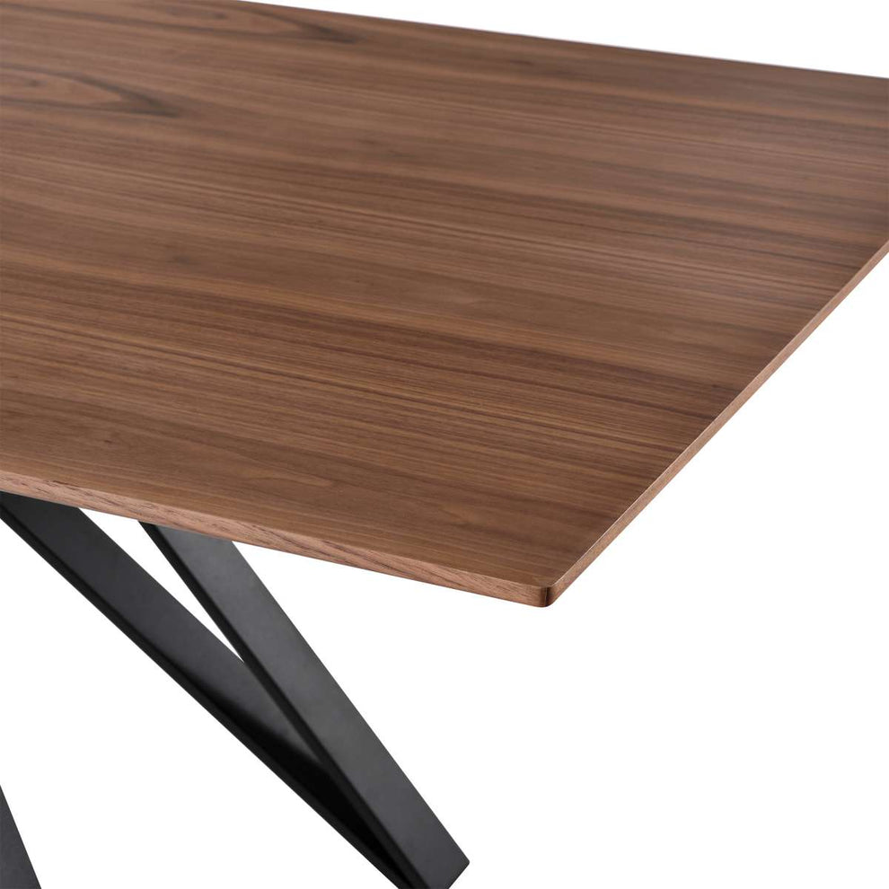 Modena Contemporary Dining Table in Matte Black Finish and Walnut Wood Top By Armen Living | Dining Tables | Modishstore - 5