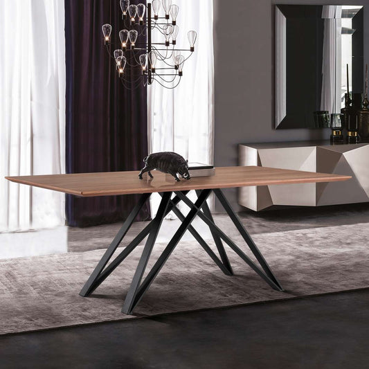 Modena Contemporary Dining Table in Matte Black Finish and Walnut Wood Top By Armen Living | Dining Tables | Modishstore
