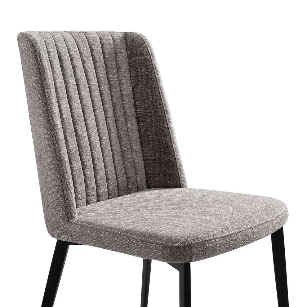 Maine Contemporary Dining Chair in Matte Black Finish and Gray Fabric - Set of 2  By Armen Living | Dining Chairs | Modishstore - 3