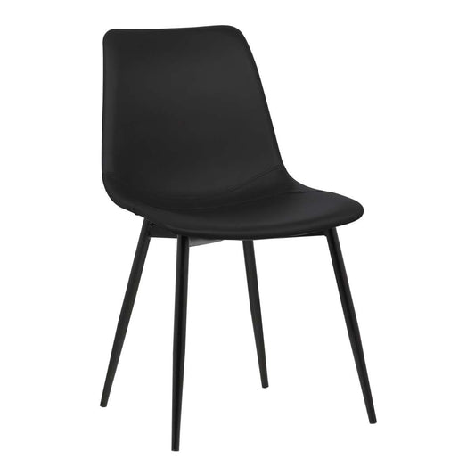Monte Contemporary Dining Chair in Black Faux Leather with Black Powder Coated Metal Legs By Armen Living | Dining Chairs | Modishstore