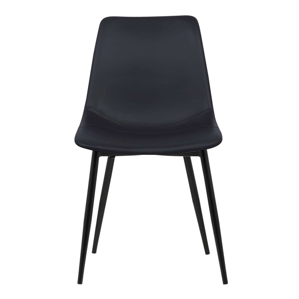 Monte Contemporary Dining Chair in Black Faux Leather with Black Powder Coated Metal Legs By Armen Living | Dining Chairs | Modishstore - 2