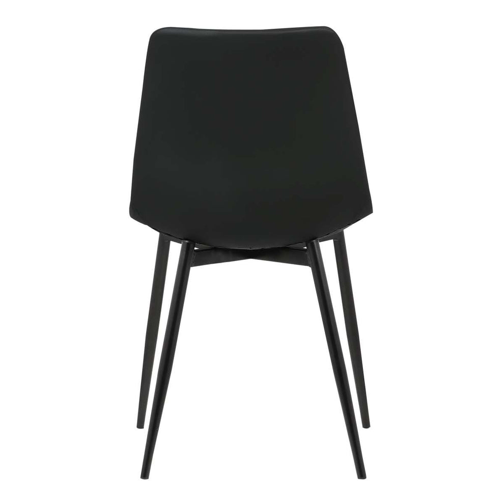 Monte Contemporary Dining Chair in Black Faux Leather with Black Powder Coated Metal Legs By Armen Living | Dining Chairs | Modishstore - 3