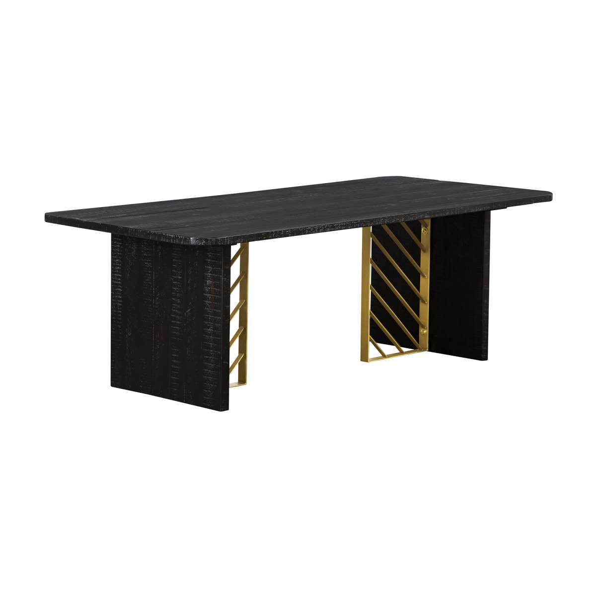 Monaco Black Wood Coffee Table with Antique Brass Accent By Armen Living | Coffee Tables | Modishstore - 2