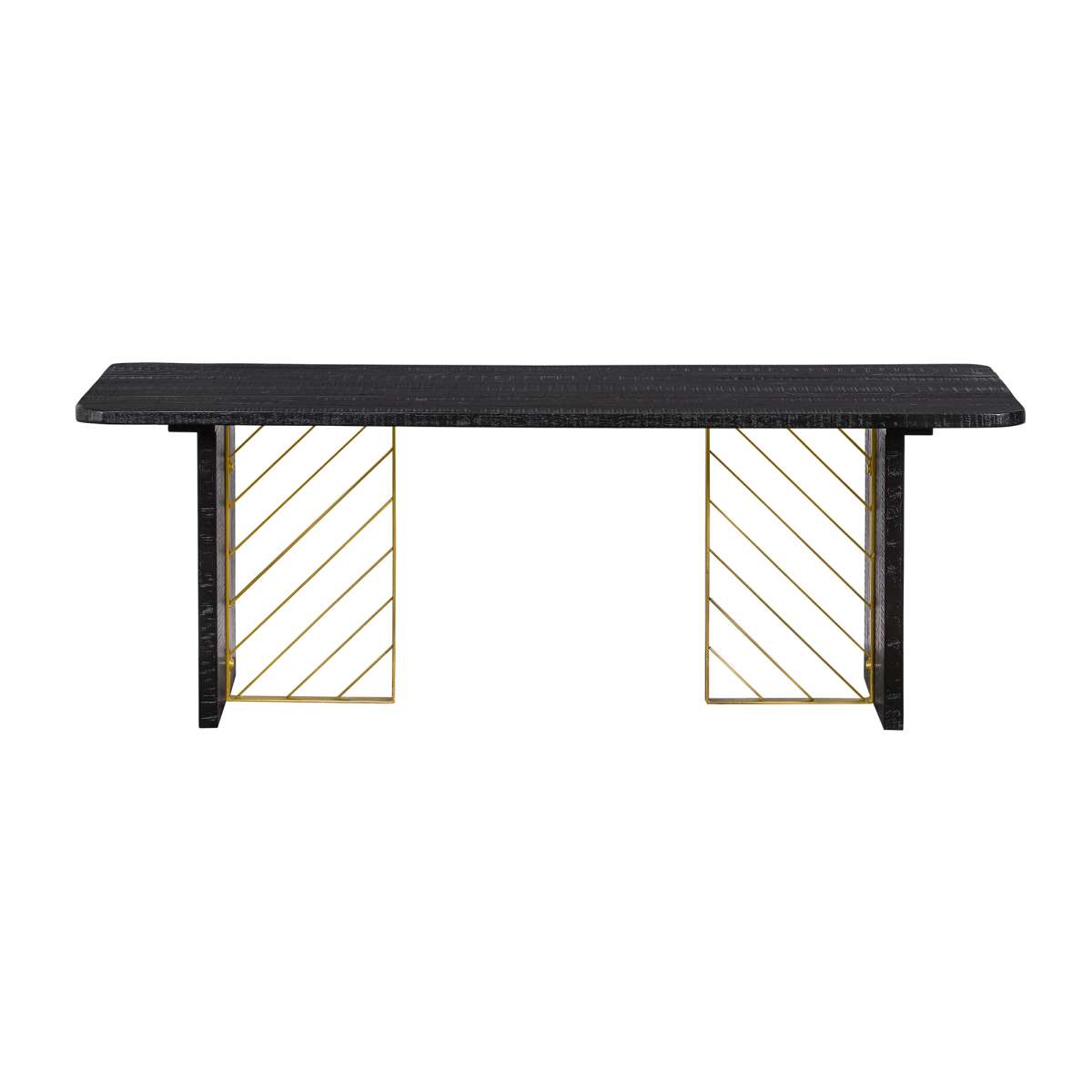 Monaco Black Wood Coffee Table with Antique Brass Accent By Armen Living | Coffee Tables | Modishstore - 3