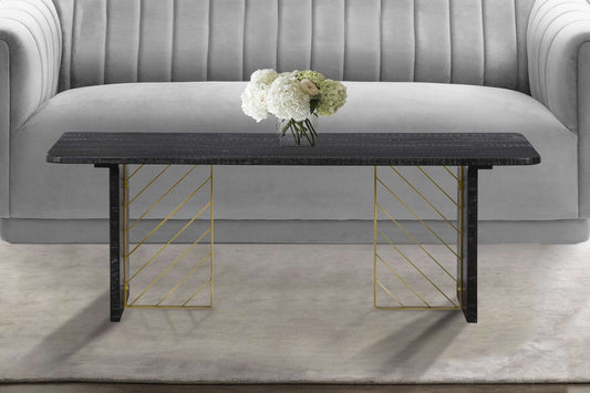 Monaco Black Wood Coffee Table with Antique Brass Accent By Armen Living | Coffee Tables | Modishstore