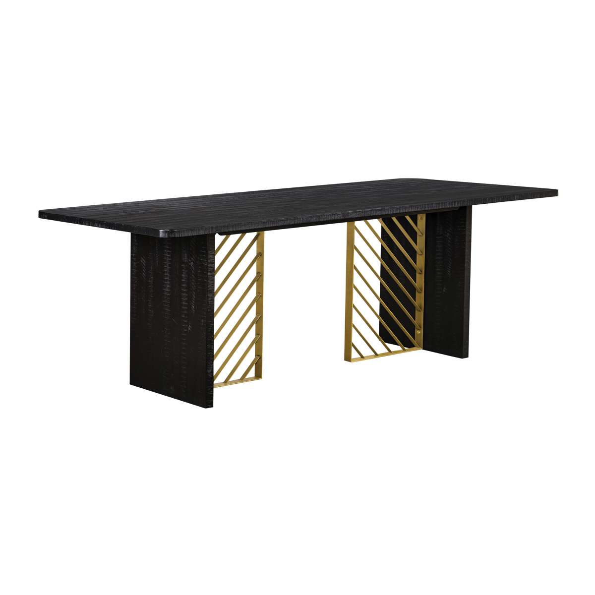 Monaco Black Wood Dining Table with Antique Brass Accent By Armen Living | Dining Tables | Modishstore - 2