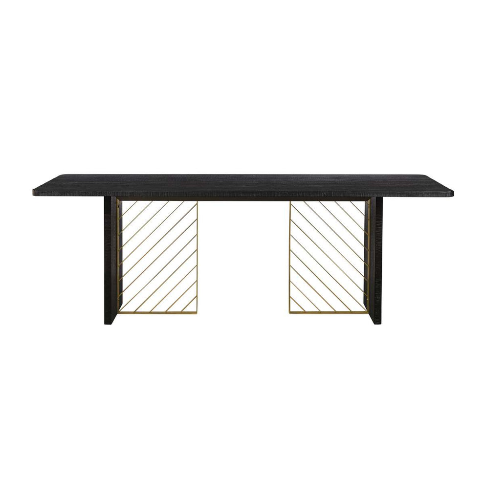 Monaco Black Wood Dining Table with Antique Brass Accent By Armen Living | Dining Tables | Modishstore - 3