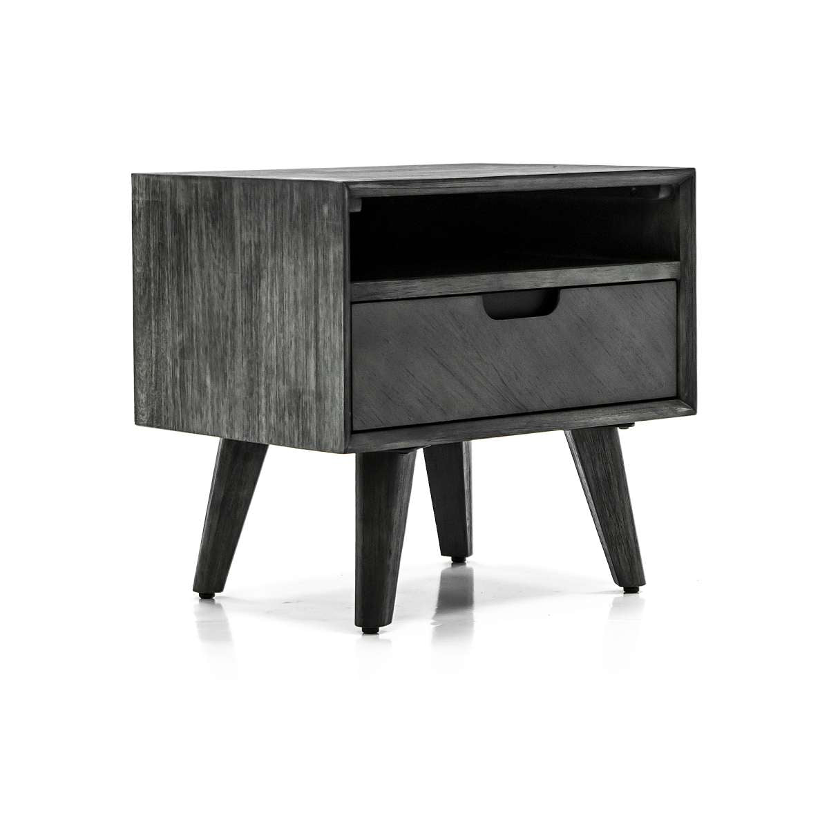 Mohave Mid-Century Tundra Gray Acacia Single Drawer Night Stand By Armen Living | Nightstands | Modishstore - 3