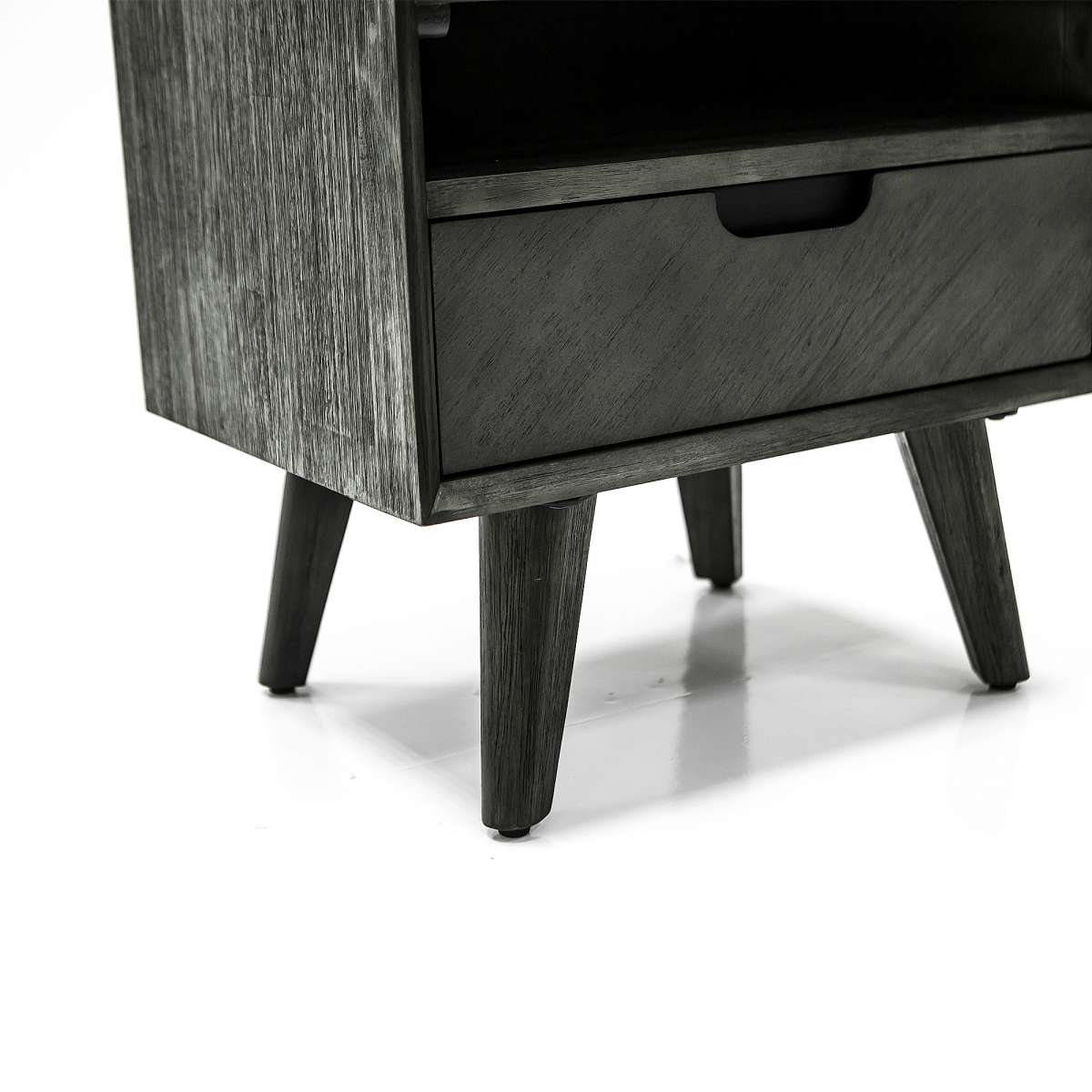 Mohave Mid-Century Tundra Gray Acacia Single Drawer Night Stand By Armen Living | Nightstands | Modishstore - 5