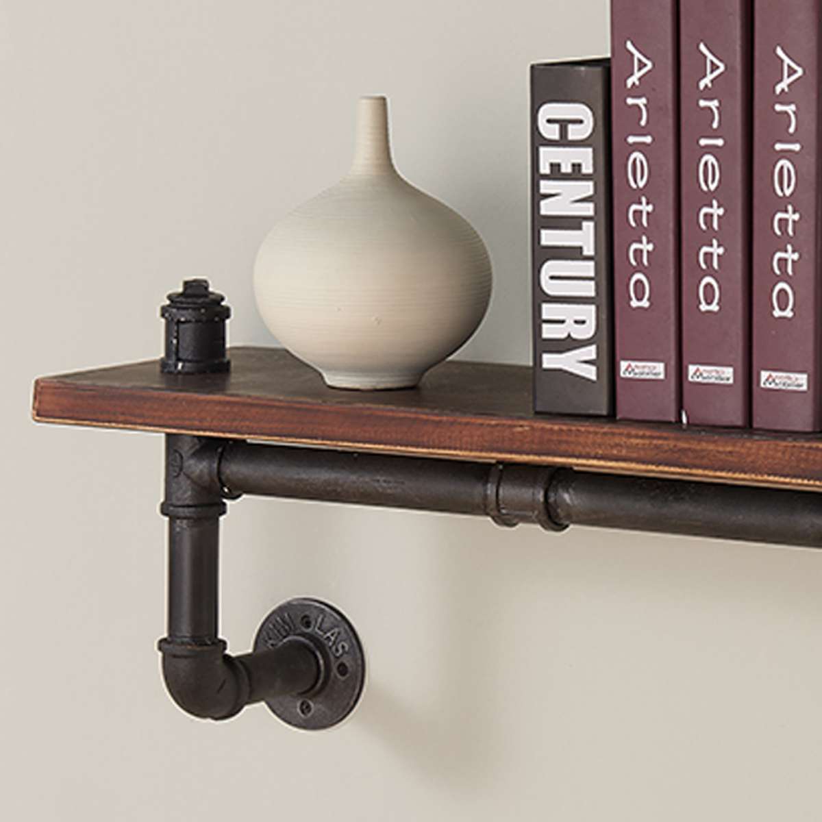 24" Montana Industrial Pine Wood Floating Wall Shelf in Gray and Walnut Finish By Armen Living | Wall Shelf |  Modishstore 