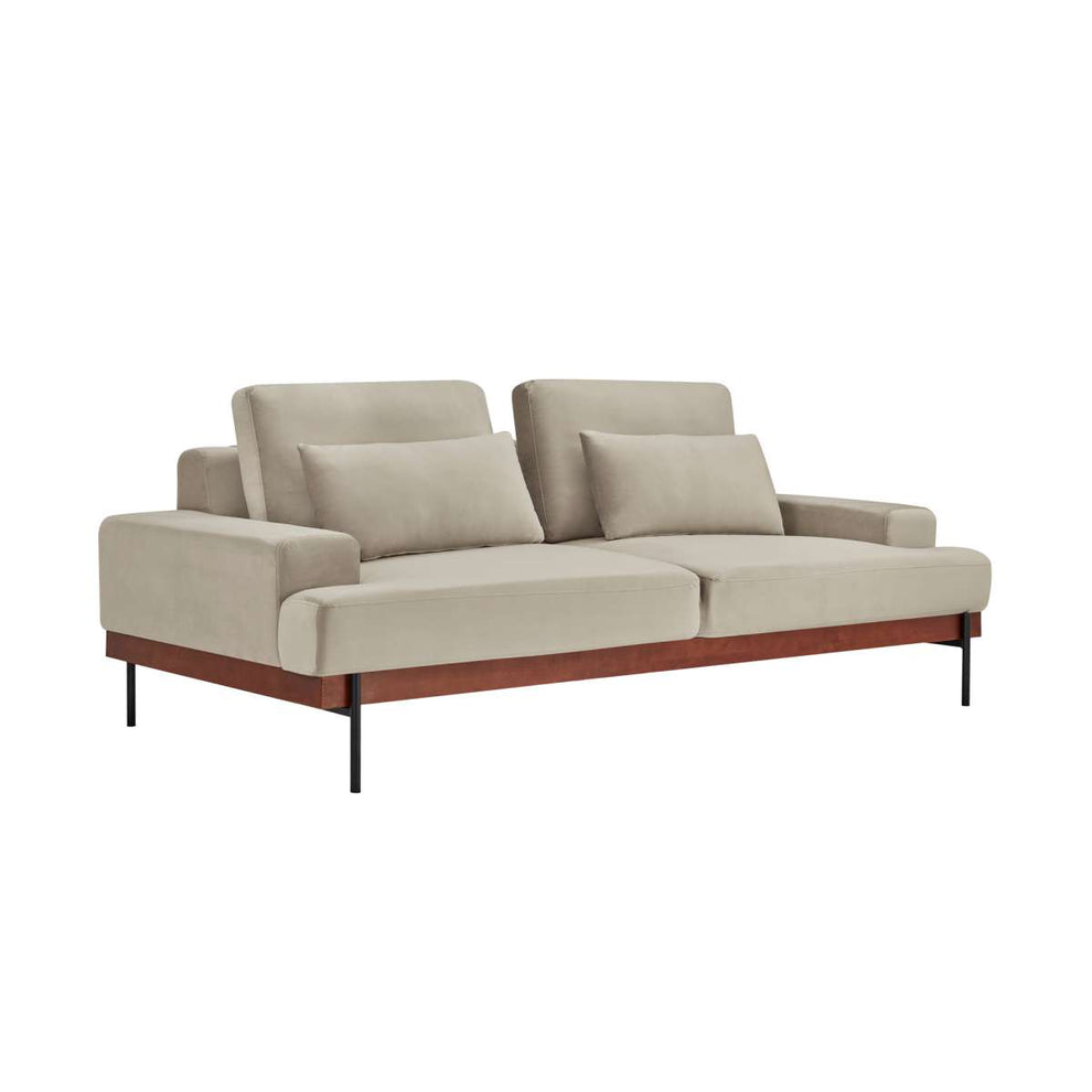 Monet 86" Mid-Century Modern Beige Velvet Sofa By Armen Living | Sofas |  Modishstore  - 3