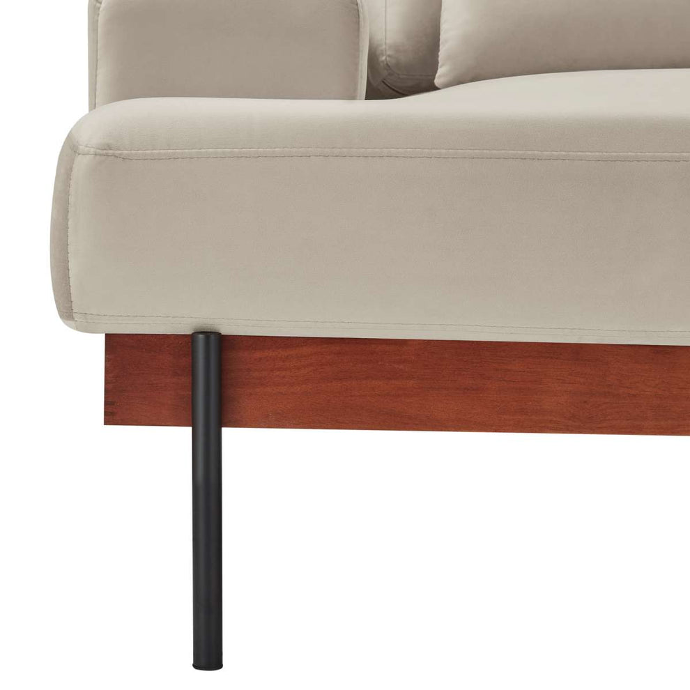 Monet 86" Mid-Century Modern Beige Velvet Sofa By Armen Living | Sofas |  Modishstore  - 6