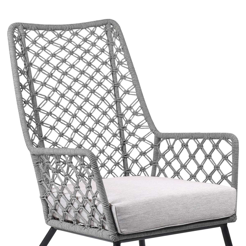 Marco Indoor Outdoor Steel Lounge Chair with Grey Rope and Grey Cushion By Armen Living | Outdoor Chairs |  Modishstore  - 5
