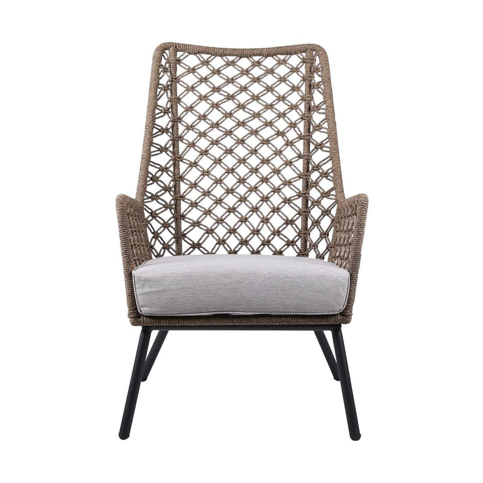 Marco Indoor Outdoor Steel Lounge Chair with Grey Rope and Grey Cushion By Armen Living | Outdoor Chairs |  Modishstore  - 18