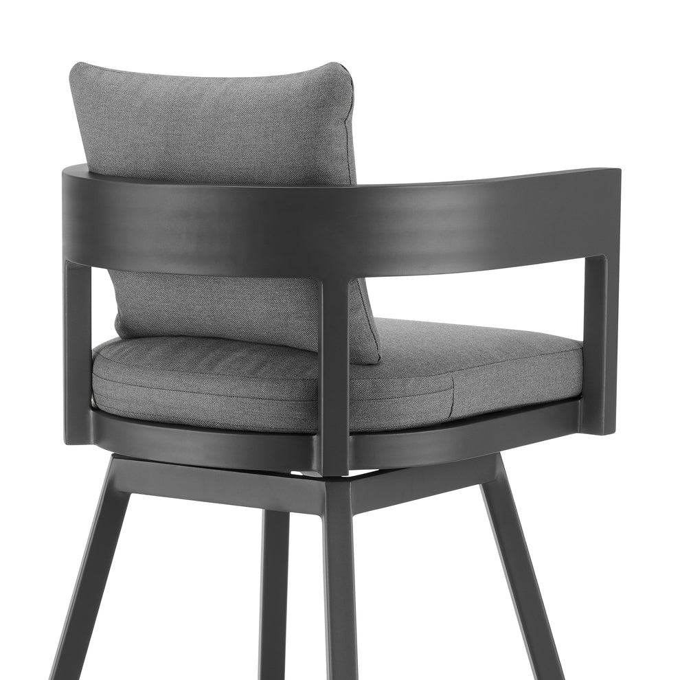 Menorca Outdoor Patio Swivel Counter Stool in Aluminum with Gray Cushions By Armen Living | Bar Stools | Modishstore - 5
