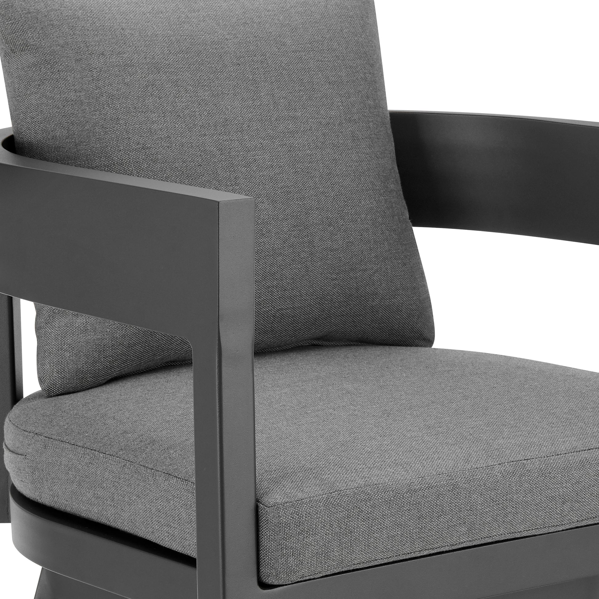 Menorca Outdoor Patio Swivel Counter Stool in Aluminum with Gray Cushions By Armen Living | Bar Stools | Modishstore - 6