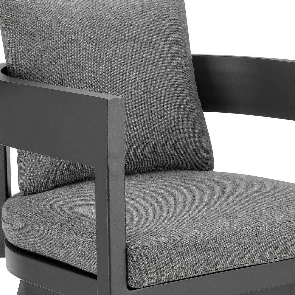 Menorca Outdoor Patio Swivel Counter Stool in Aluminum with Gray Cushions By Armen Living | Bar Stools | Modishstore - 6