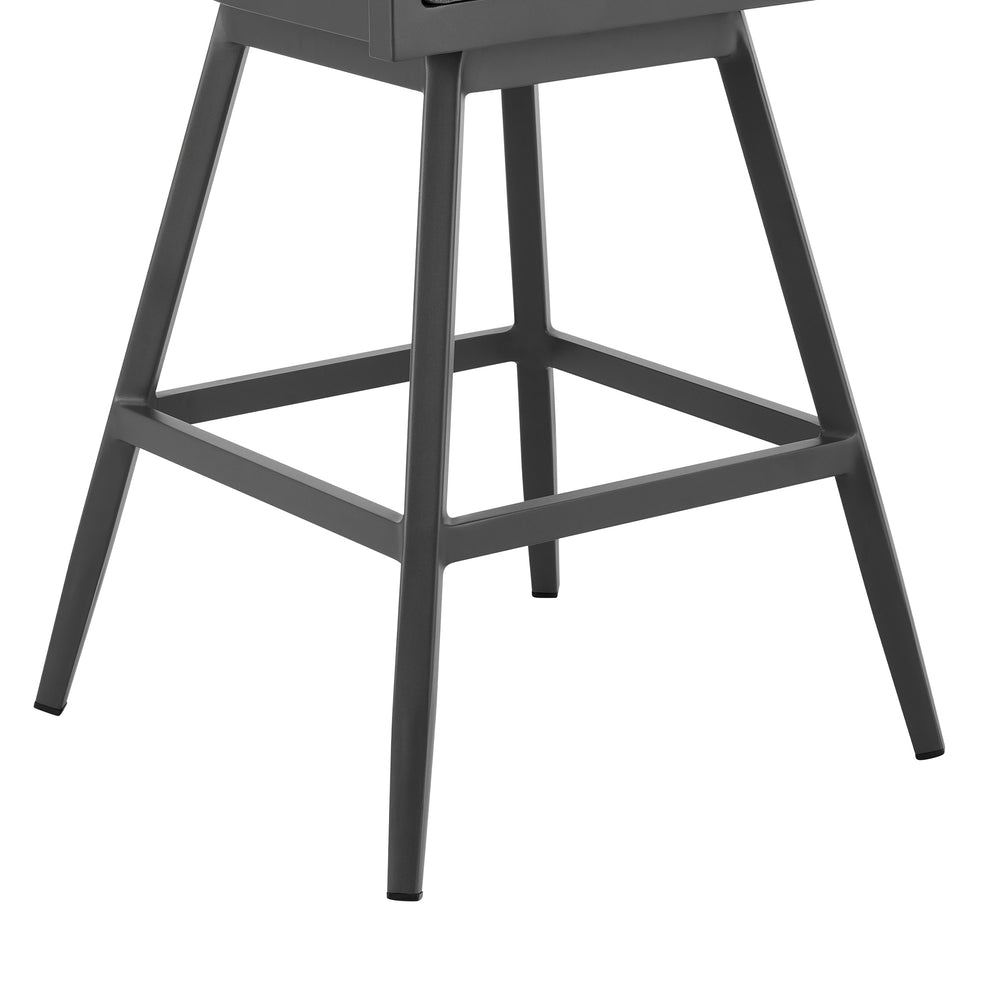 Menorca Outdoor Patio Swivel Counter Stool in Aluminum with Gray Cushions By Armen Living | Bar Stools | Modishstore - 7