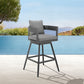 Menorca Outdoor Patio Swivel Counter Stool in Aluminum with Gray Cushions By Armen Living | Bar Stools | Modishstore