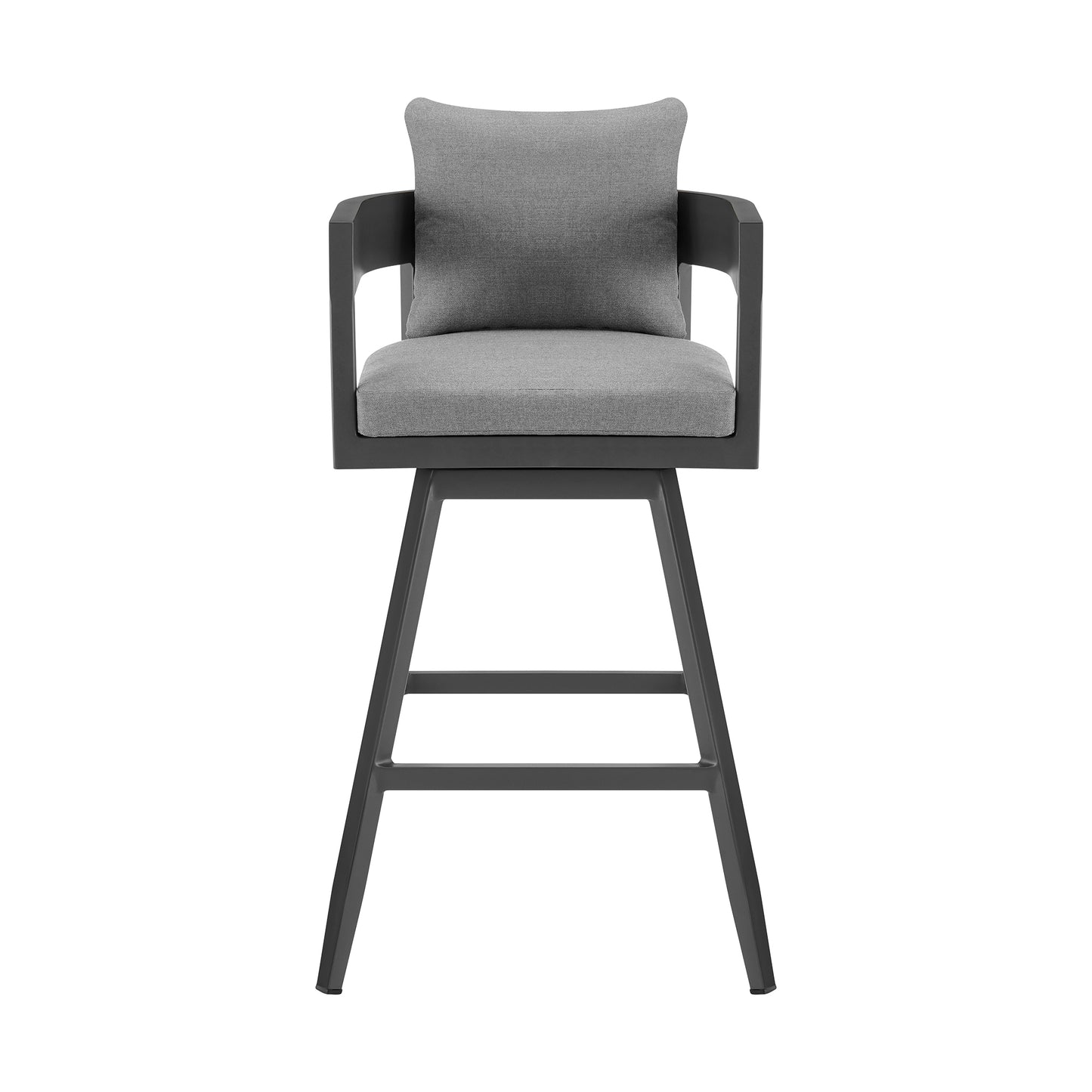 Menorca Outdoor Patio Swivel Bar Stool in Aluminum with Gray Cushions By Armen Living | Bar Stools | Modishstore - 3