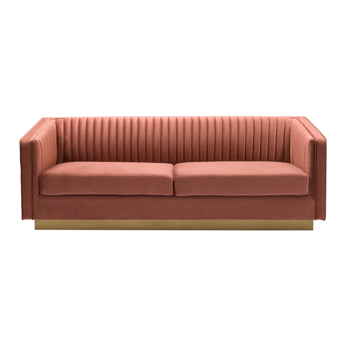 Miranda Blush Velvet and Gold Sofa By Armen Living | Sofas | Modishstore - 2