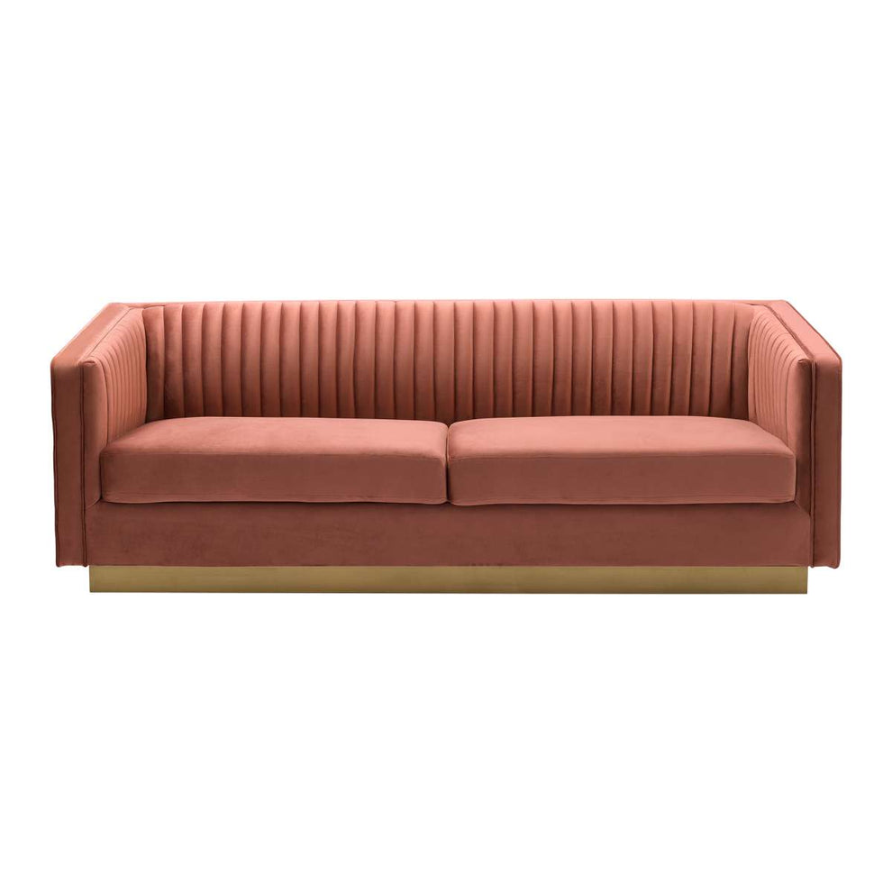 Miranda Blush Velvet and Gold Sofa By Armen Living | Sofas | Modishstore - 2
