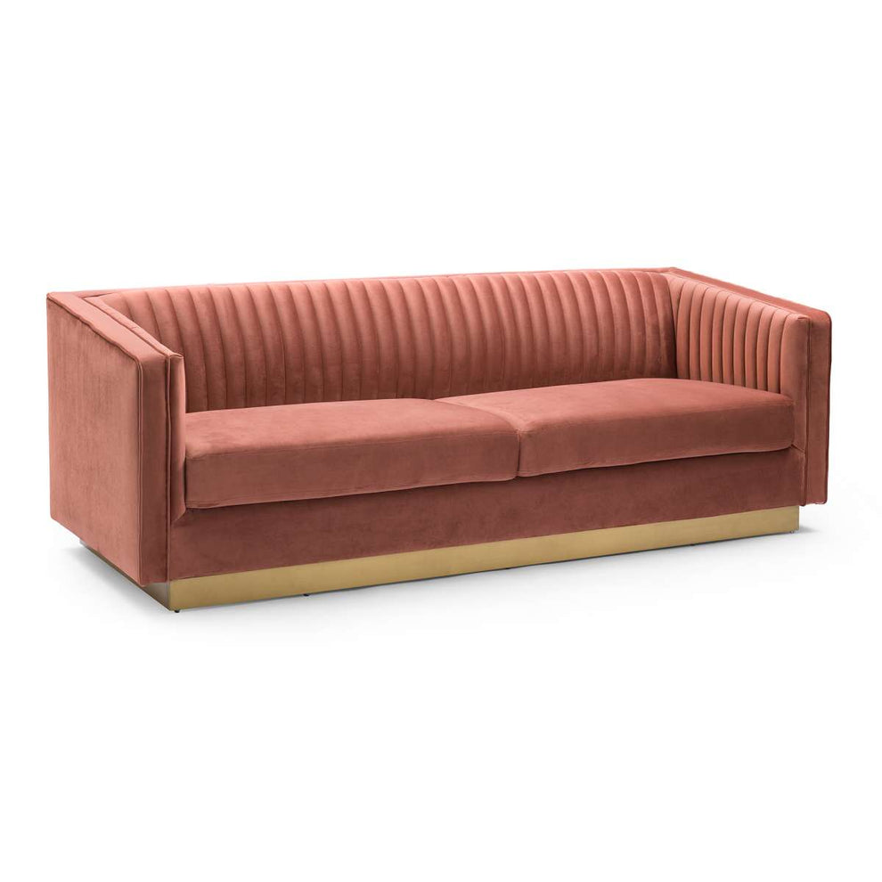 Miranda Blush Velvet and Gold Sofa By Armen Living | Sofas | Modishstore - 3