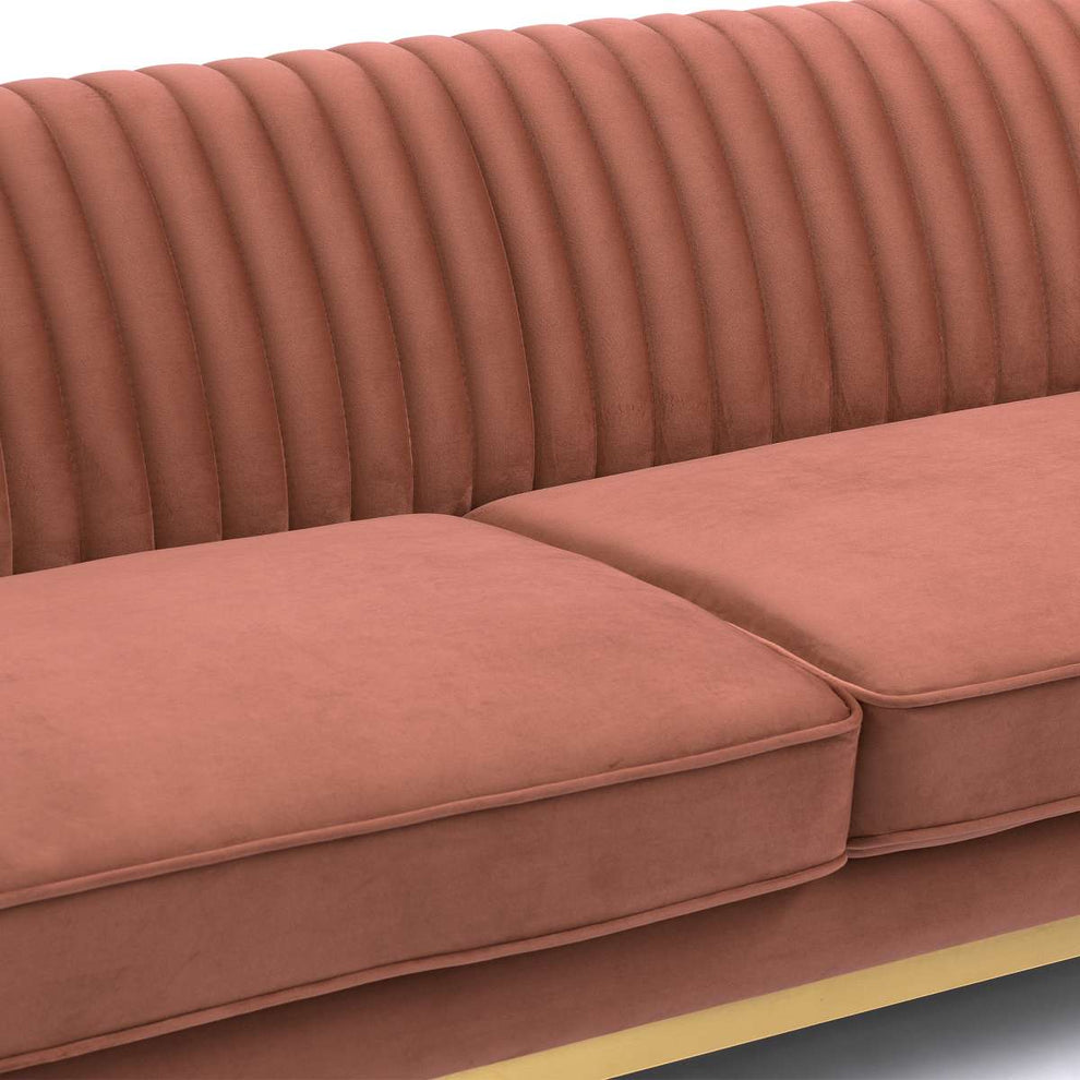 Miranda Blush Velvet and Gold Sofa By Armen Living | Sofas | Modishstore - 4