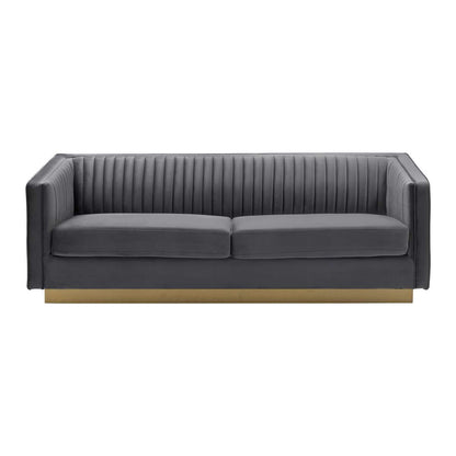 Miranda Blush Velvet and Gold Sofa By Armen Living | Sofas | Modishstore - 5