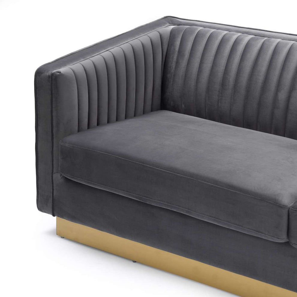 Miranda Blush Velvet and Gold Sofa By Armen Living | Sofas | Modishstore - 7