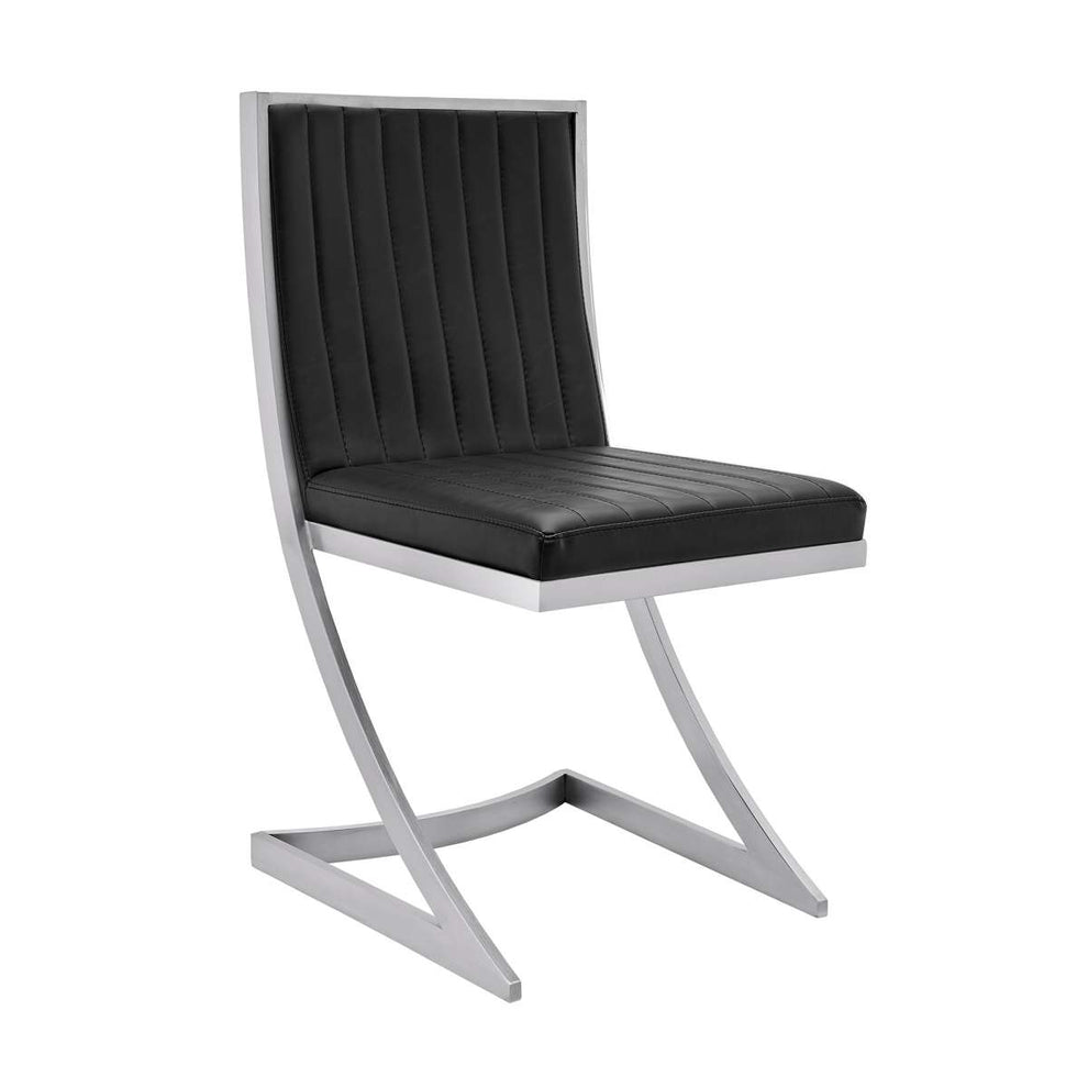 Marc Vinage Black Faux Leather Dining Room Chairs - Set of 2 By Armen Living | Dining Chairs | Modishstore - 2