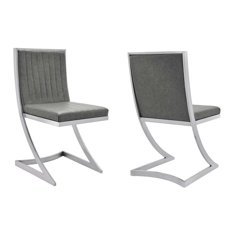 Marc Vinage Black Faux Leather Dining Room Chairs - Set of 2 By Armen Living | Dining Chairs | Modishstore - 7