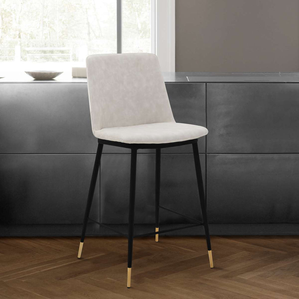 Messina 26" Blue Faux Leather and Metal Counter Height Bar Stool By Armen Living | Bar Stools |  Modishstore  - 8