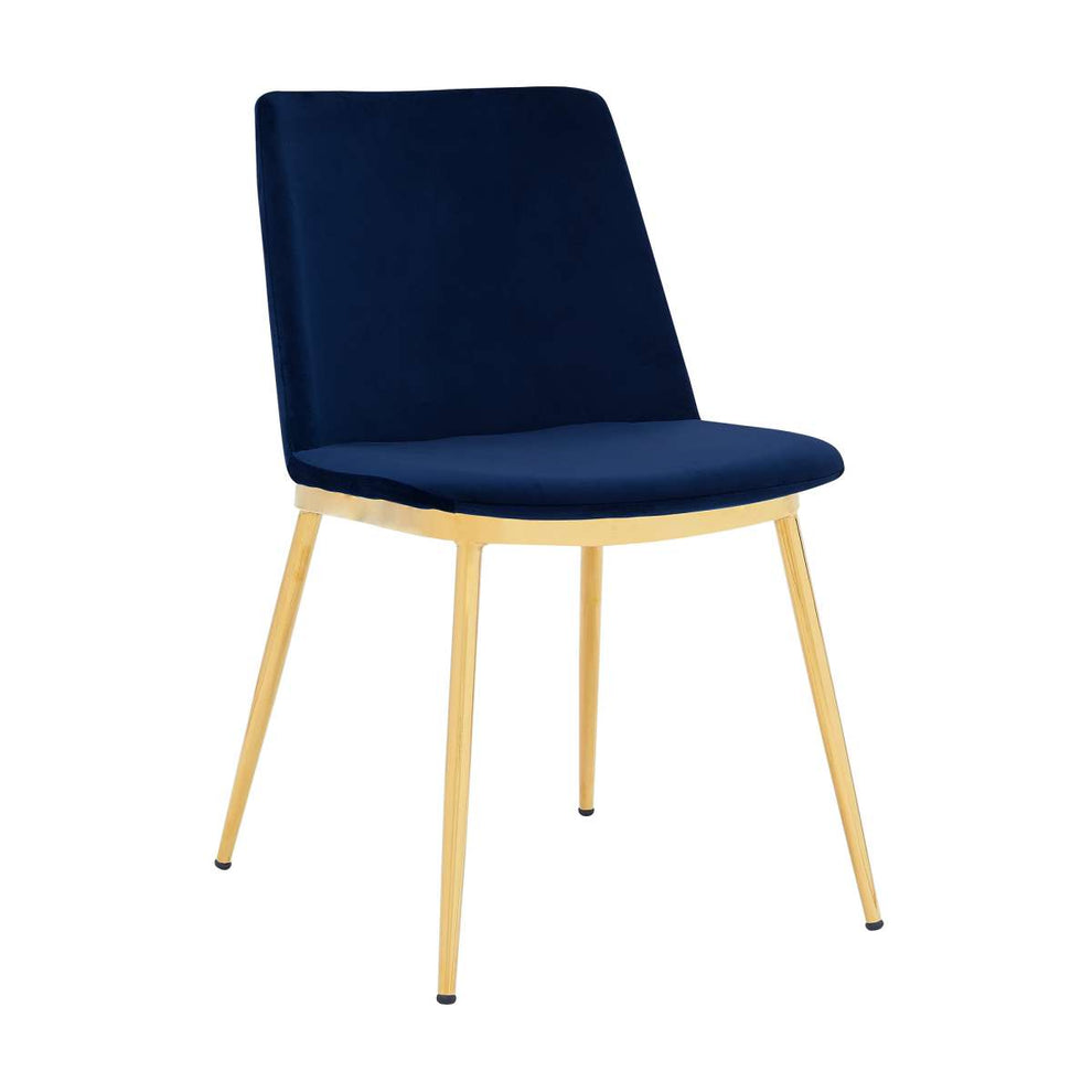 Messina Modern Blue Velvet and Gold Metal Leg Dining Room Chairs - Set of 2 By Armen Living | Dining Chairs | Modishstore - 2