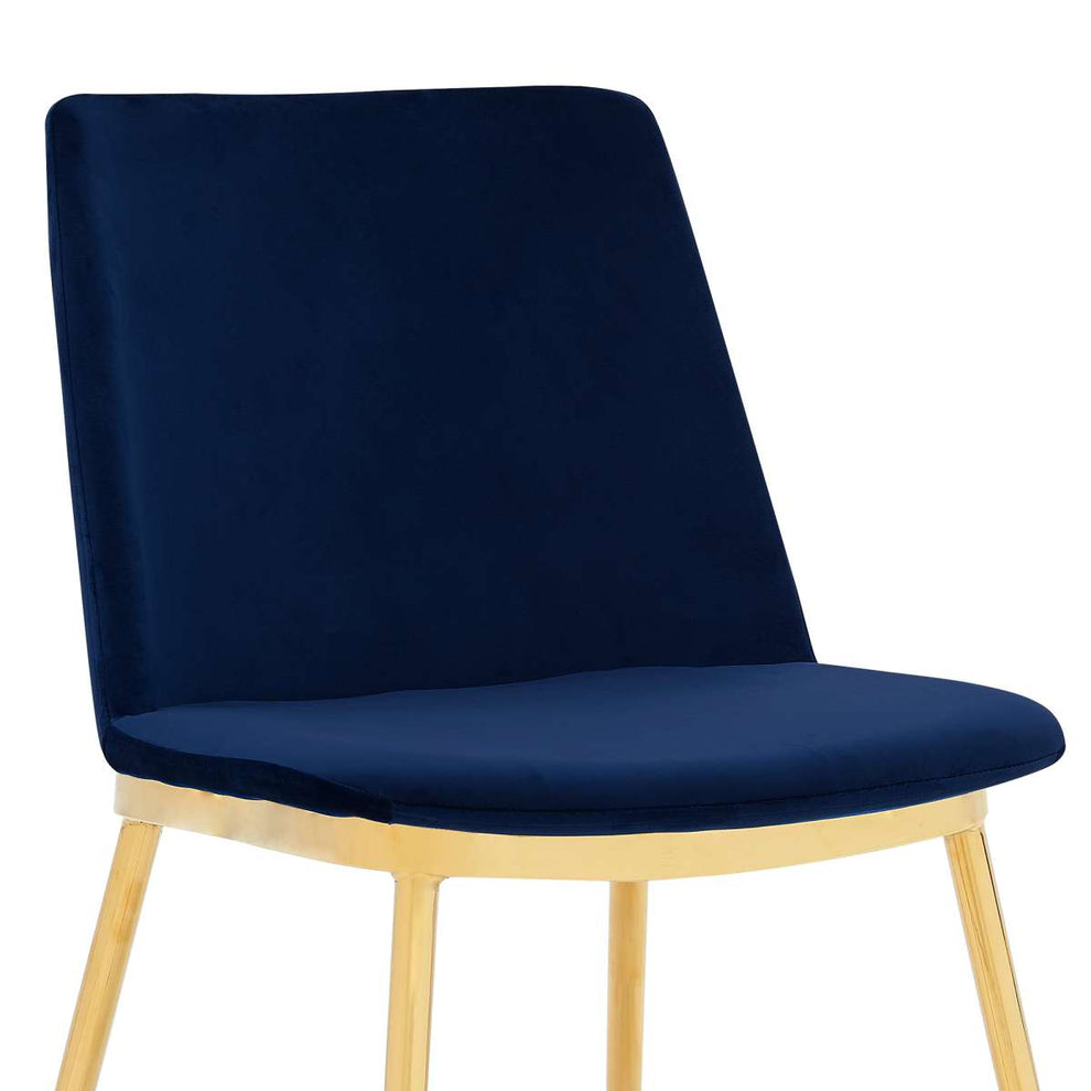 Messina Modern Blue Velvet and Gold Metal Leg Dining Room Chairs - Set of 2 By Armen Living | Dining Chairs | Modishstore - 4